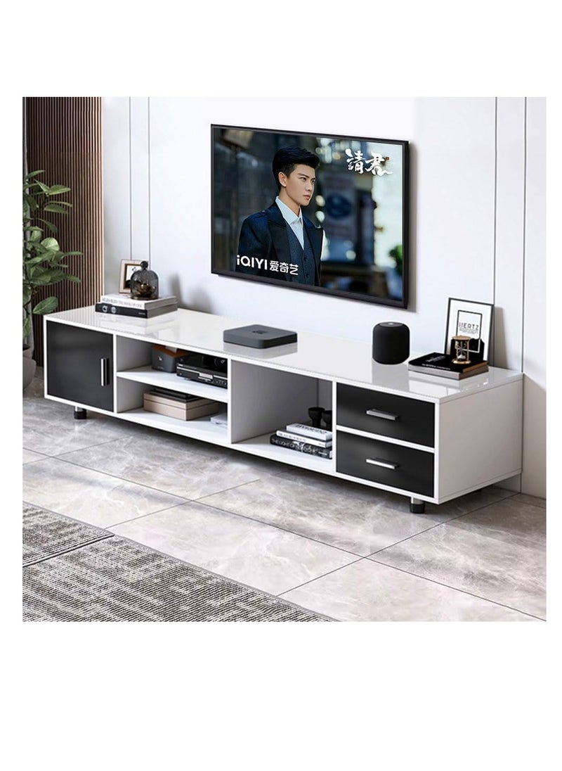 Generic Glass Desktop TV Cabinet 55 INCH Television Unit for Living Room Bedroom Modern TV Table Furniture for 43/55/60/65IN TVs Home Office Entertainment Stand Desk for Media Devices,Gaming Console,CD/DVDs（DSG015）  - Image 1