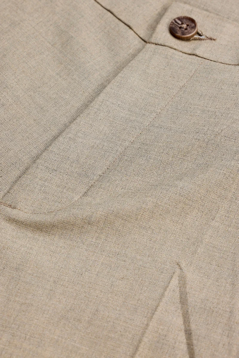 SNITCH Beige Self-Design Stretch Trousers