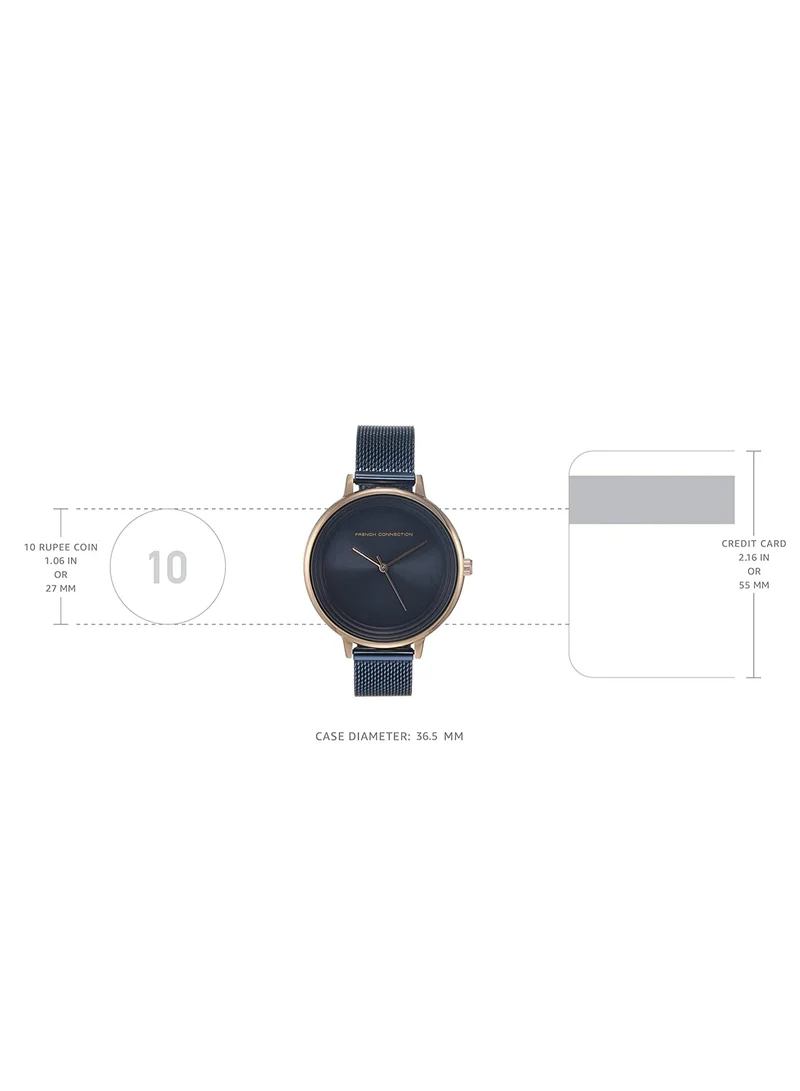 French Connection French Connection Analog Dial Women's Watch, Blue Mesh, Stainless Steel