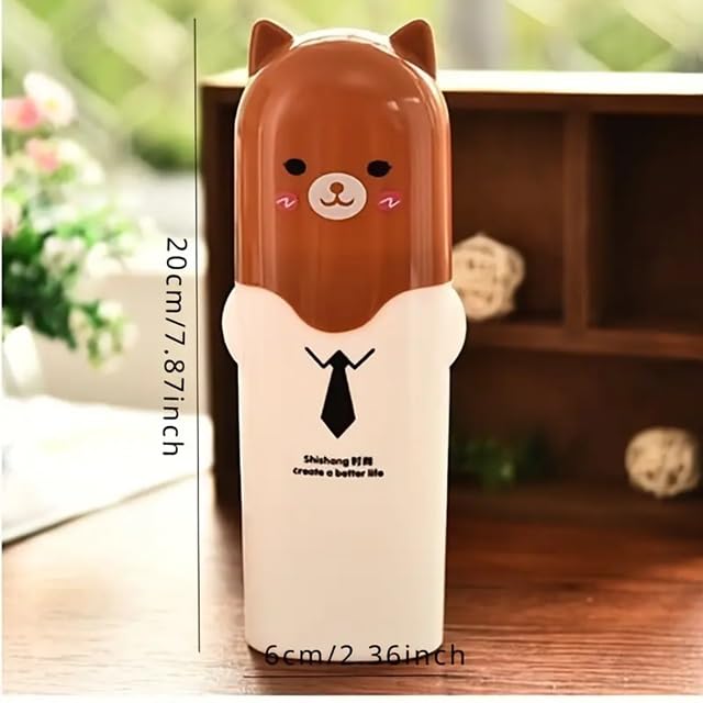 CLICKSWIFT حامل فرشاة الأسنان اللطيف من كليك سويفت بتصميم كرتوني، حاويات سفر لفرشاة الأسنان - حامل معجون أسنان محمول ومجموعة كوب غرغرة - صندوق حمل فرشاة الأسنان بدون رائحة 2 قطعة (متعدد الألوان) - Image 4