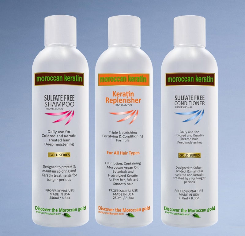 MOROCCAN KERATIN TRIPLE CARE KIT KERATIN REPLENISHER, SULFATE FREE SHAMPOO & CONDITIONER Important To maintain keratin treatments for longer period and great looking hair. - Image 2