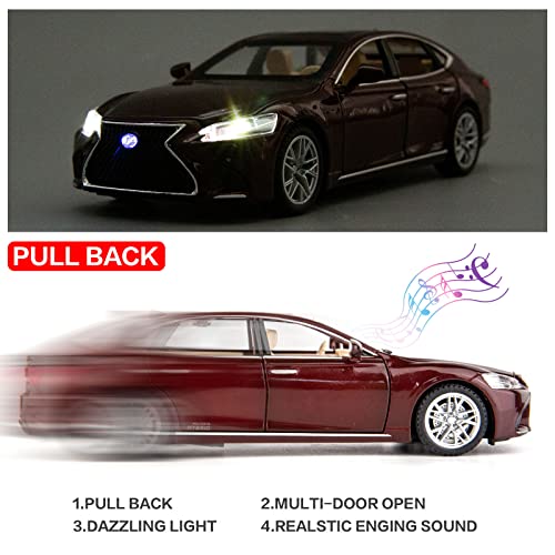 BDTCTK 1/32 Compatible for Lexus Ls500h Model Car, Zinc Alloy Pull Back Toy car with Sound and Light for Kids Boy Girl Gift(Brown) - Image 2