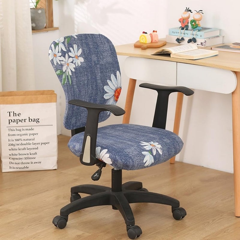 Jinzio Computer Office Chair Cover - Split Protective & Stretchable Cloth Polyester Universal Desk Task Chair Chair Covers Stretch Rotating Chair Slipcover (Daisy) - Image 3