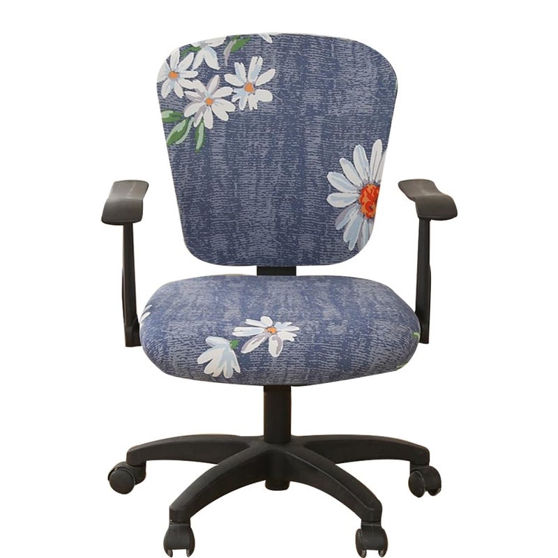 Jinzio Computer Office Chair Cover - Split Protective & Stretchable Cloth Polyester Universal Desk Task Chair Chair Covers Stretch Rotating Chair Slipcover (Daisy) - Image 1