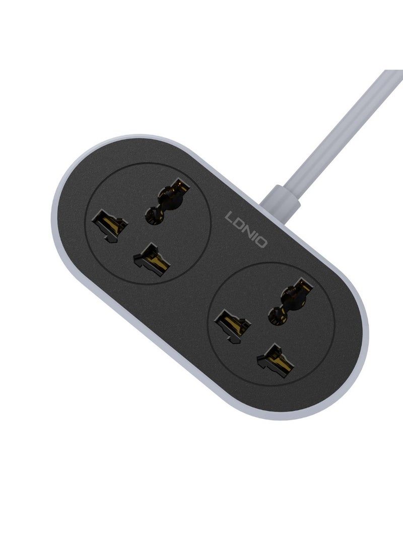 Ldino - Ldnio SC2018 2500w US EU UK portable small size power strip 2 outlets extension cord socket with surge protection - Image 1