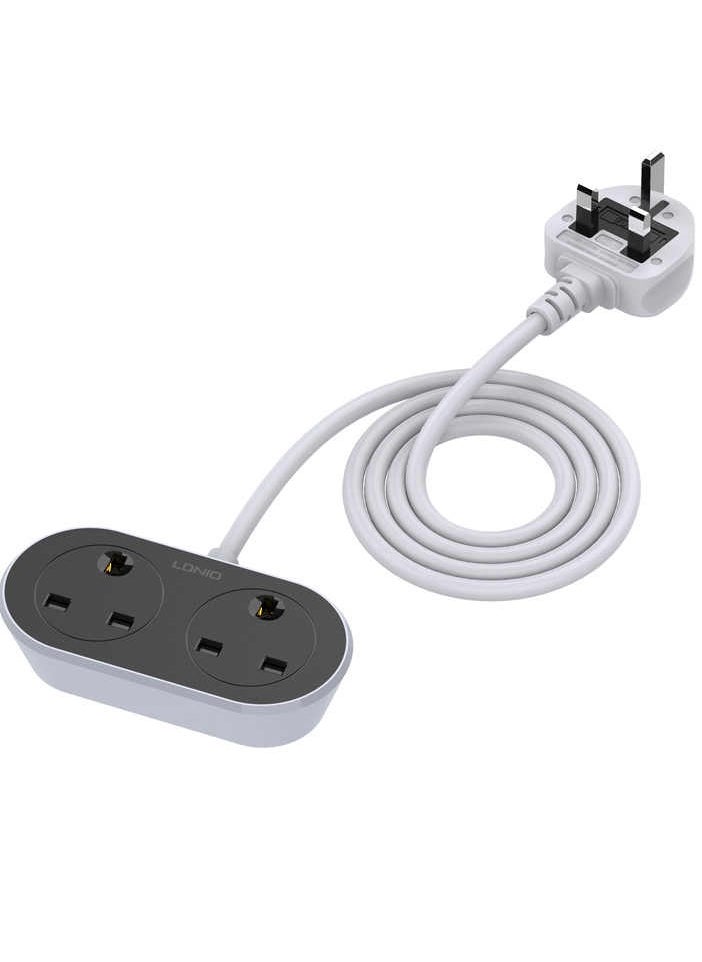 Ldino - Ldnio SC2018 2500w US EU UK portable small size power strip 2 outlets extension cord socket with surge protection - Image 1