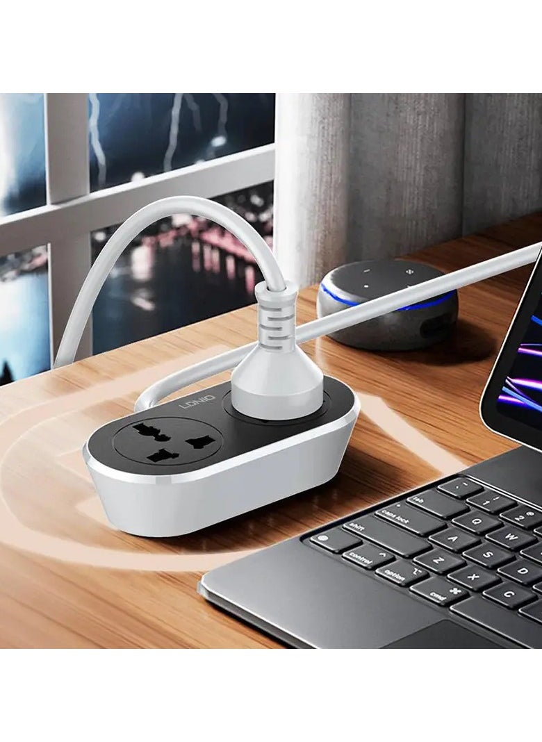 Ldino - Ldnio SC2018 2500w US EU UK portable small size power strip 2 outlets extension cord socket with surge protection - Image 1
