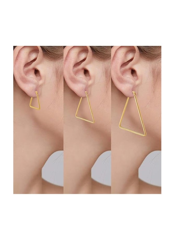 Fayrouz Jewellery Fayruz Jewelry Titanium Steel Geometric Gold Earrings for Men Women Hypoallergenic Huggie Hoop Earrings Set for Cartilage Piercing Suitable for All Occasions  - Image 2