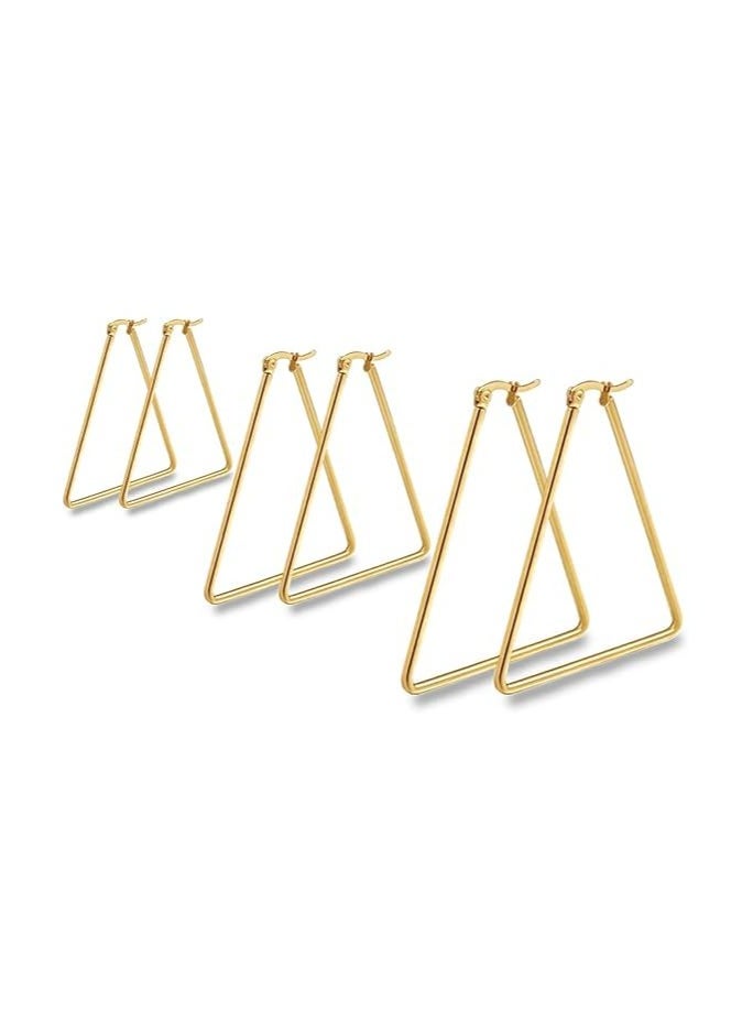 Fayrouz Jewellery Fayruz Jewelry Titanium Steel Geometric Gold Earrings for Men Women Hypoallergenic Huggie Hoop Earrings Set for Cartilage Piercing Suitable for All Occasions  - Image 1