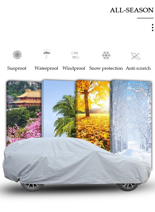 DUNISO Full Car Covers Sunscreen UV Protection  Indoor Outdoor Sunscreen Heat Protection DustWind/Water/Weatherproof Anti-Uv Scratch-Resistant Sedan Universal Suit L - Image 2