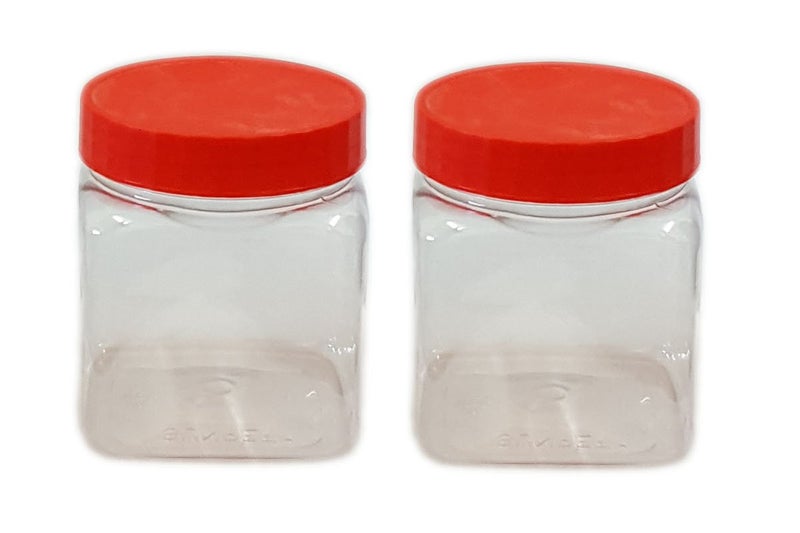 Sunpet J0400SQ Small Plastic Food Storage Canisters Red 400ml Pack of 2