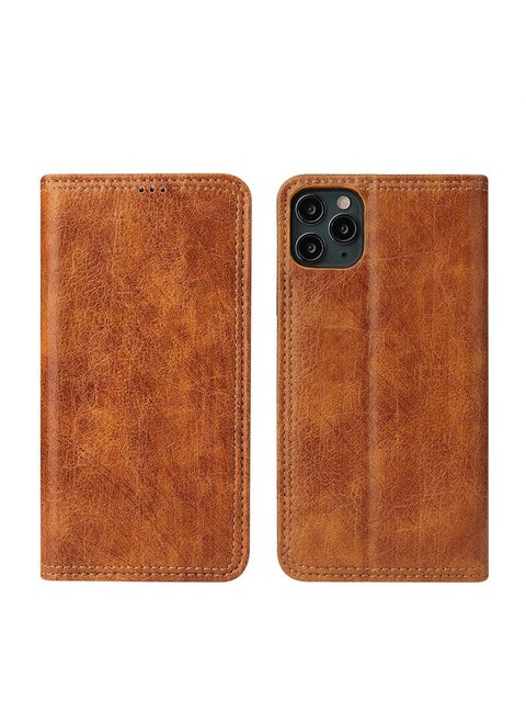 For iPhone 11 Pro Retro Tree Bark Texture PU Magnetic Horizontal Flip Leather Case with Holder & Card Slots & Wallet(Khaki)