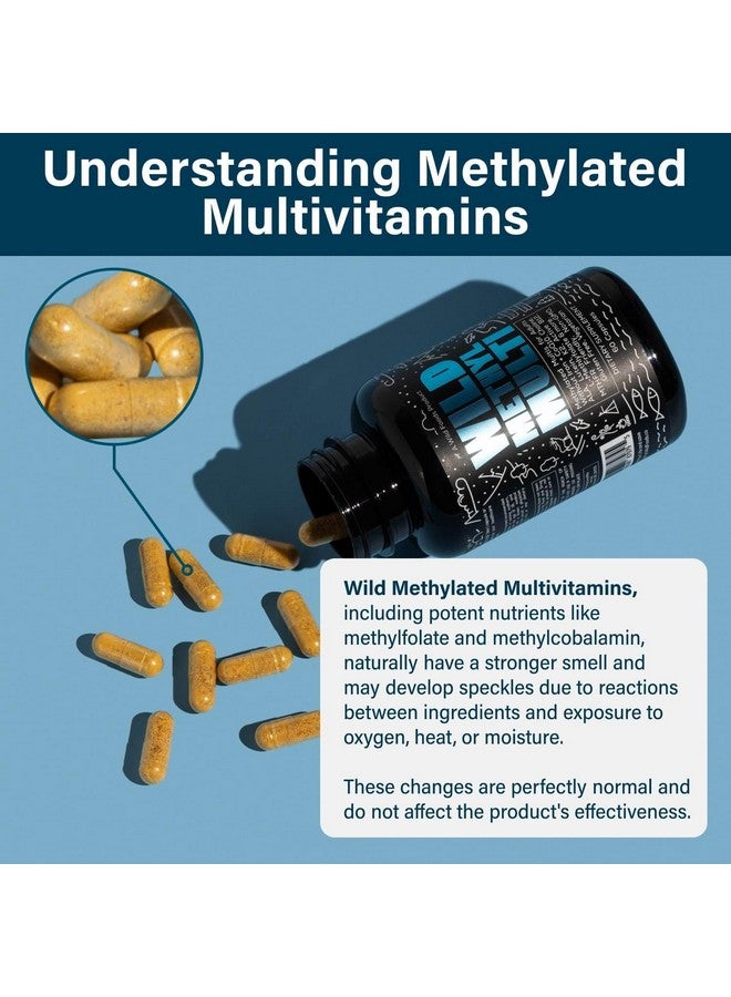 Wild Foods Wild Methylated Multivitamin for Women & Men | Daily Multi Vitamin | MTHFR Supplement Without Iron | Methylated B12, Folate, Vitamin C, A, K2, D, E, Choline, Biotin, ALA, CoQ10 & More (60 Capsules) - Image 4
