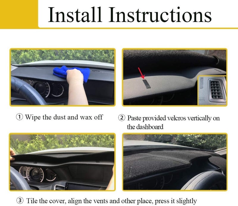Fcovergurus Dash Cover Mat Custom Fit for Toyota 2004 2005 2006 2007 2008 with Cutout for Climate Sensor and Light Sensor, Dashboard Pad Carpet Protector (Black) F90 - Image 4