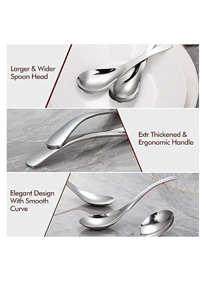 Green Tiger Thick Heavy-weight Soup Spoons, Stainless Steel Soup Spoons, Table Spoons, Set of 4 - Image 3