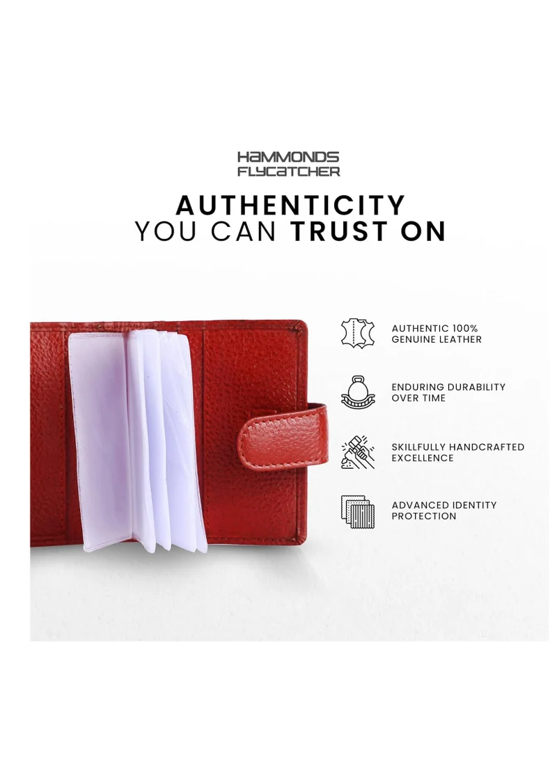 HAMMONDS FLYCATCHER Leather Card Holder for Men, Credit Card Holder, Slim Bi-Fold RFID Protected Credit Card Wallet for Men with 18 Card Slots, Metal Snap Button