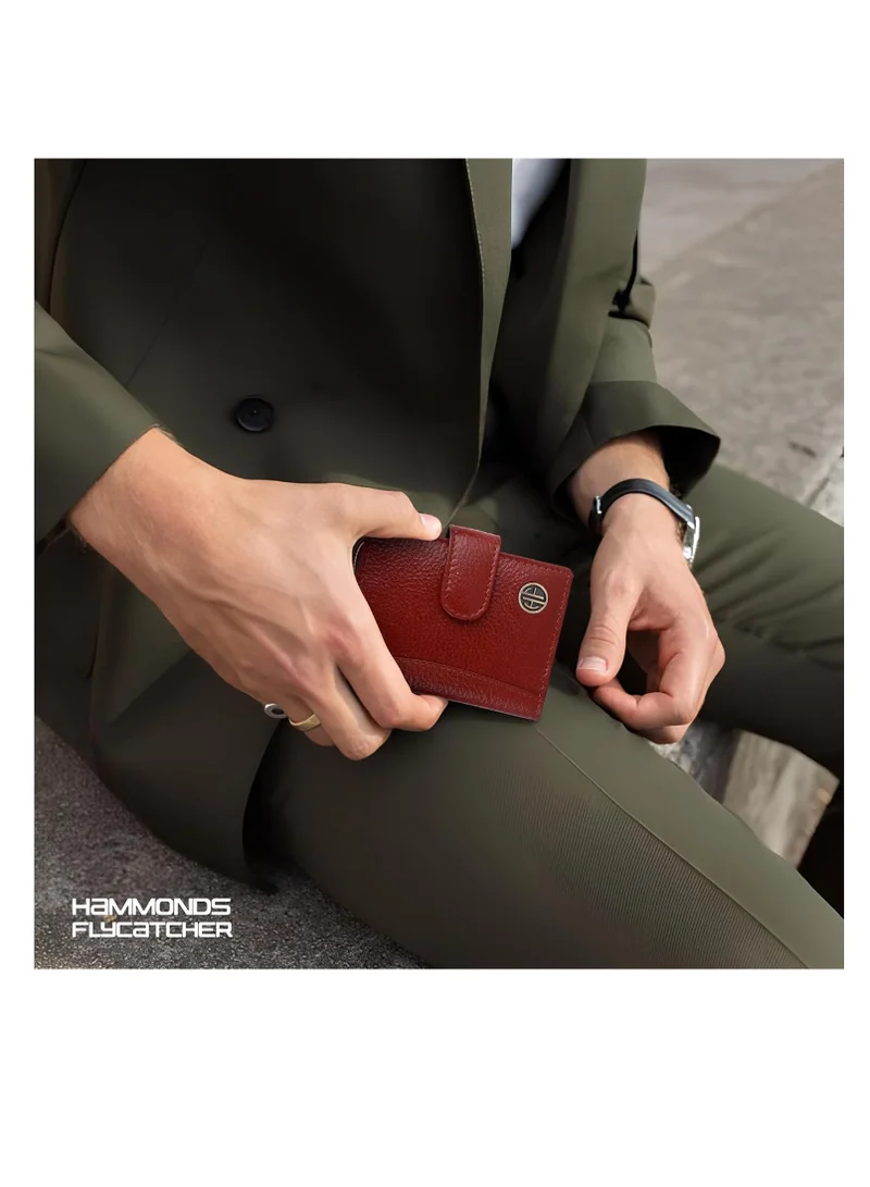 HAMMONDS FLYCATCHER Leather Card Holder for Men, Credit Card Holder, Slim Bi-Fold RFID Protected Credit Card Wallet for Men with 18 Card Slots, Metal Snap Button