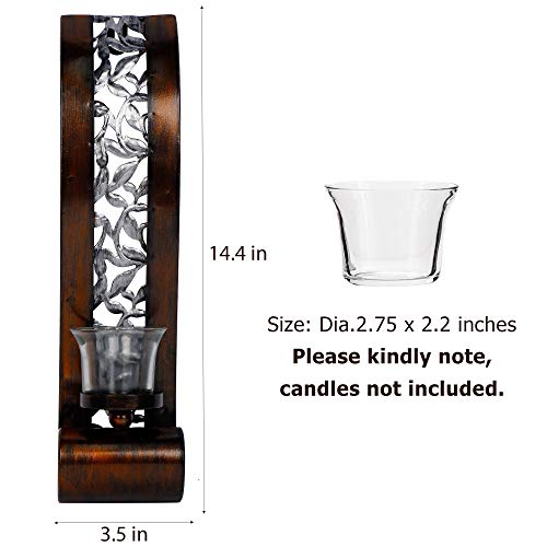 Shelving Solution Wall Sconce 14.4 x 3.5 Inch, with Tea Light Candle Holder Antique Bronze Style Metal Wall Art Decorations for Living Room, Bathroom, Dining Room and Office, Set of 2 - Image 2