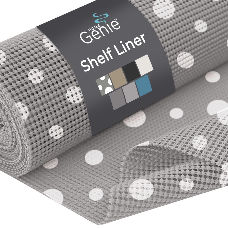 HOME GENIE Shelf Drawer and Cabinet Liner, Durable with Strong Grip, 20 in x 20 FT, Non Adhesive Liners Protect Kitchen Cabinets and Cupboard, Bathroom Drawers and Shelves, Desks, Dots Gray White - Image 1