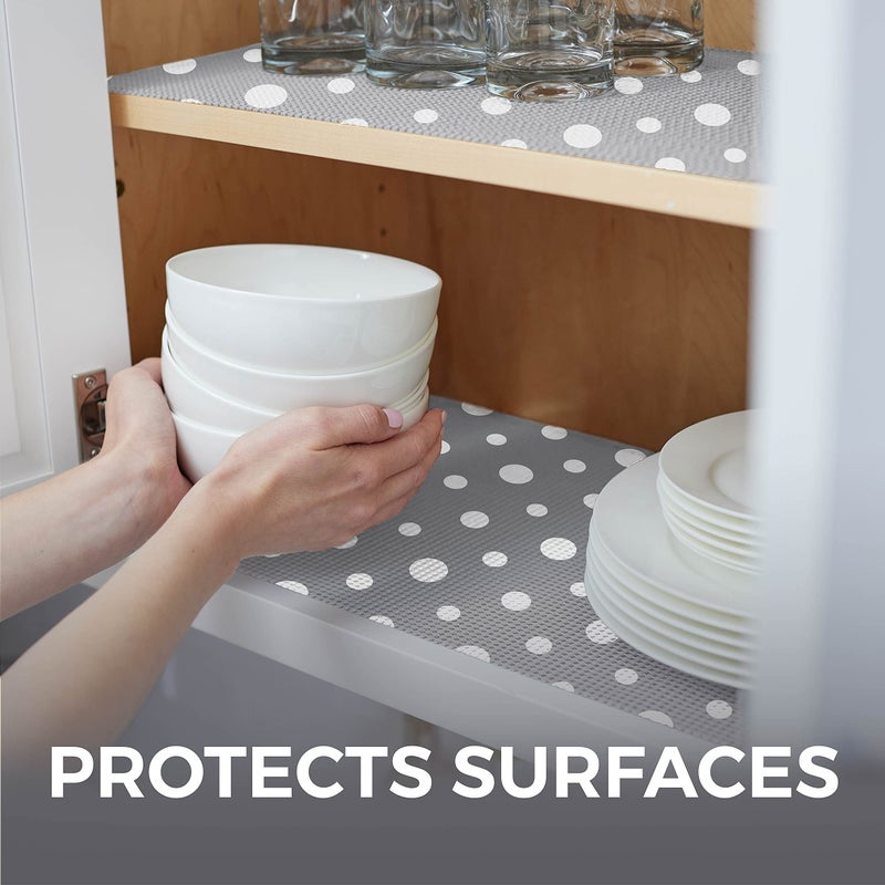HOME GENIE Shelf Drawer and Cabinet Liner, Durable with Strong Grip, 20 in x 20 FT, Non Adhesive Liners Protect Kitchen Cabinets and Cupboard, Bathroom Drawers and Shelves, Desks, Dots Gray White - Image 4