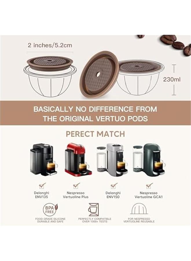 Arabest Reusable Coffee Capsule Lids for Original Nespresso Pods Vertuoline, Food Grade Silicone Caps for Any Sizes of Reusable Nespresso Refillable Capsule with Scoop and Brush (Black) - Image 3