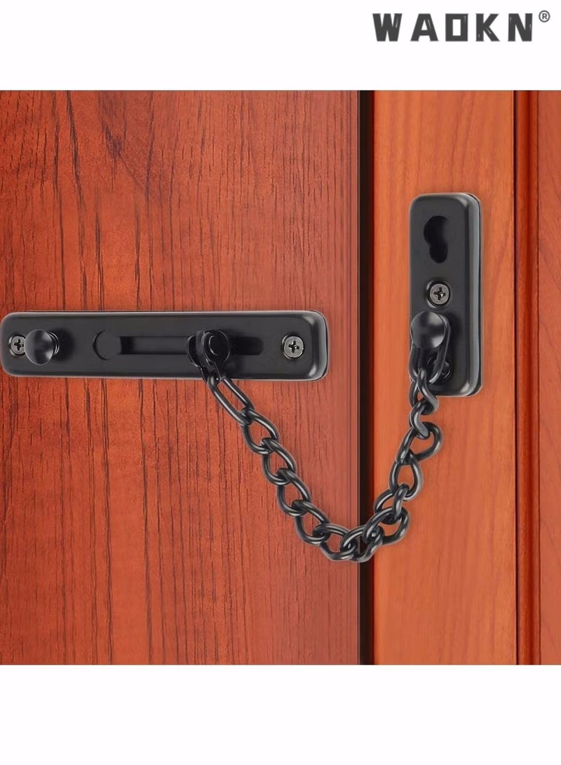 WAOKN Stainless Steel Chain Door Guard with Spring Anti-Theft Press Lock, Punch Free Door Chain Lock, Bedroom Home Apartment Hotel Security Door Sliding Safety Chain Lock Stainless Steel Easy Installation - Image 3