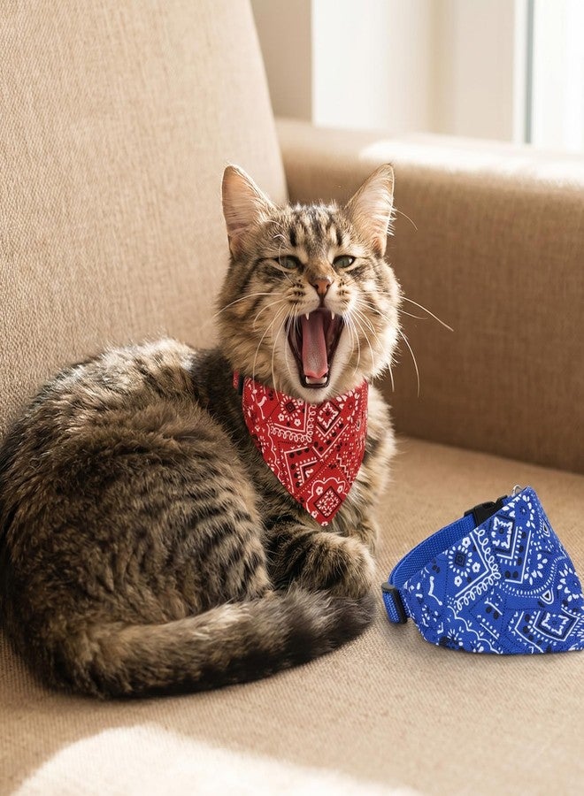 Thrymme 2 Pcs Cat Bandana Collar, Adjustable Cat Scarf Bandana for Cats, Soft Polyester Pet Triangle Collar for Kittens Small Dogs, Red & Blue(S) - Image 4