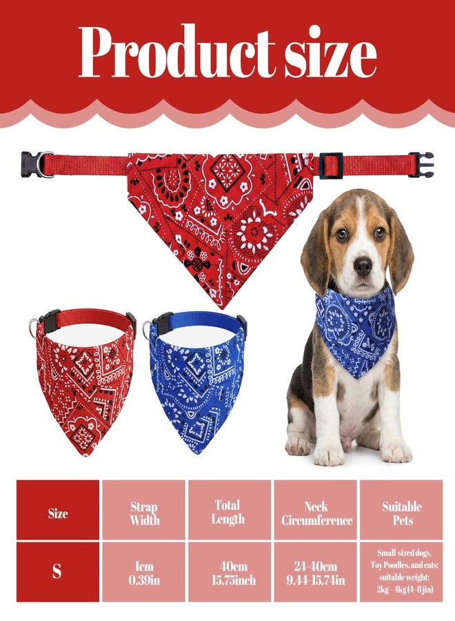Thrymme 2 Pcs Cat Bandana Collar, Adjustable Cat Scarf Bandana for Cats, Soft Polyester Pet Triangle Collar for Kittens Small Dogs, Red & Blue(S) - Image 2