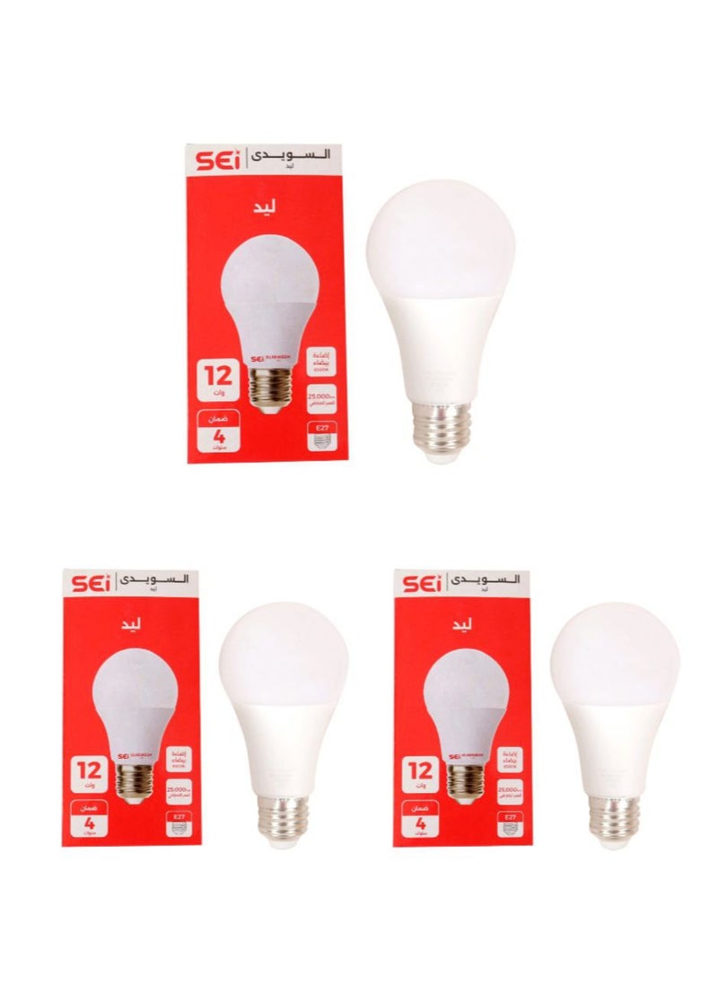 El Sewedy Set of 3 12W LED bulbs from El Sewedy, white lightt  - Image 1