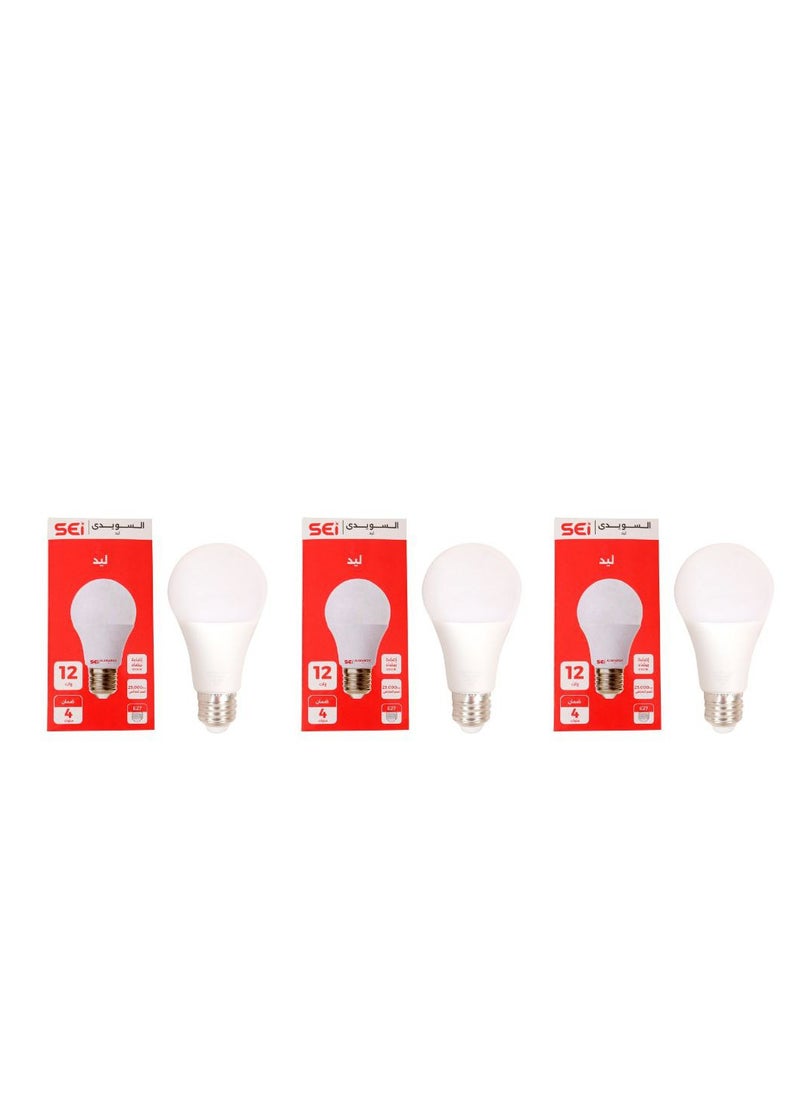 El Sewedy Set of 3 12W LED bulbs from El Sewedy, white lightt  - Image 2