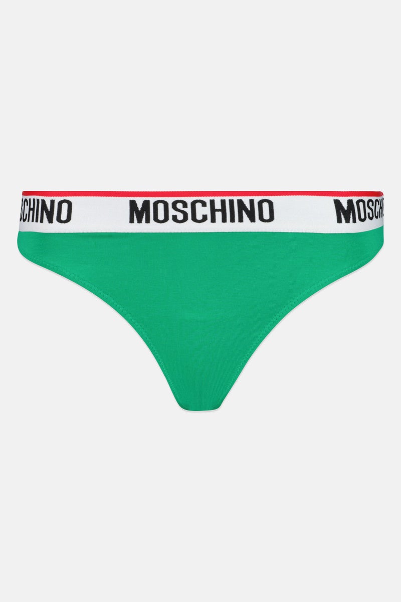 MOSCHINO Women 2 Pieces Brand Logo Thong, Green - Image 2
