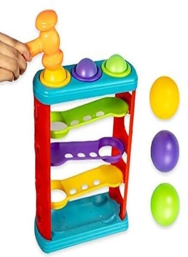 Sukan Tex Hammering & Pounding Toys, Hammer Knock Ball Toys for Kids, Ramp Race Slope Rolling Hammer Toy Set with 3 Balls for Kids Multicolour 2 + Years - Image 2