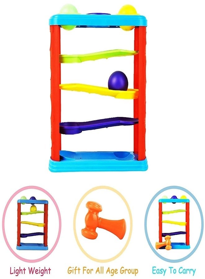 Sukan Tex Hammering & Pounding Toys, Hammer Knock Ball Toys for Kids, Ramp Race Slope Rolling Hammer Toy Set with 3 Balls for Kids Multicolour 2 + Years - Image 3