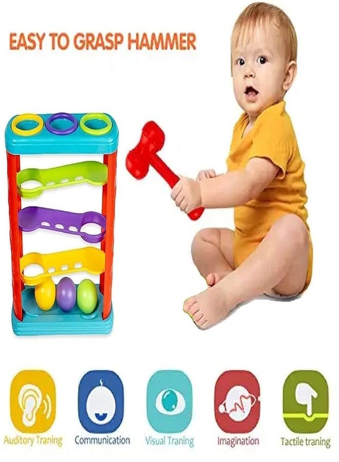 Sukan Tex Hammering & Pounding Toys, Hammer Knock Ball Toys for Kids, Ramp Race Slope Rolling Hammer Toy Set with 3 Balls for Kids Multicolour 2 + Years - Image 4
