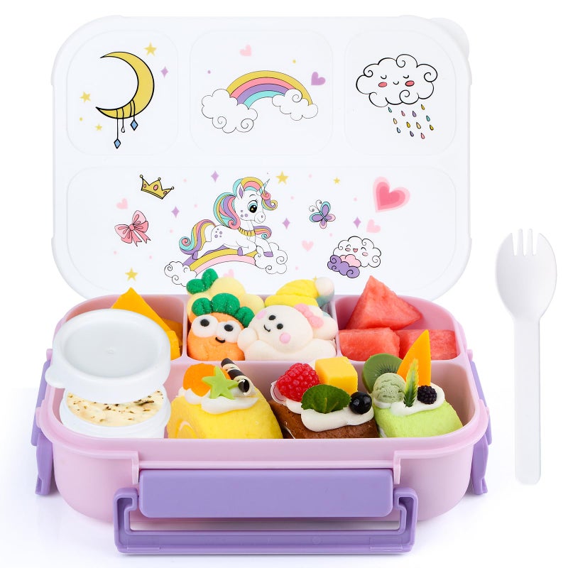 MaMix Bento Lunch Box for Kids Prints LeakProof Printed Design Kids Adult Lunch Box Very EasytoOpen BPAFree Dishwasher Safe FoodSafe MaterialsUnicorn