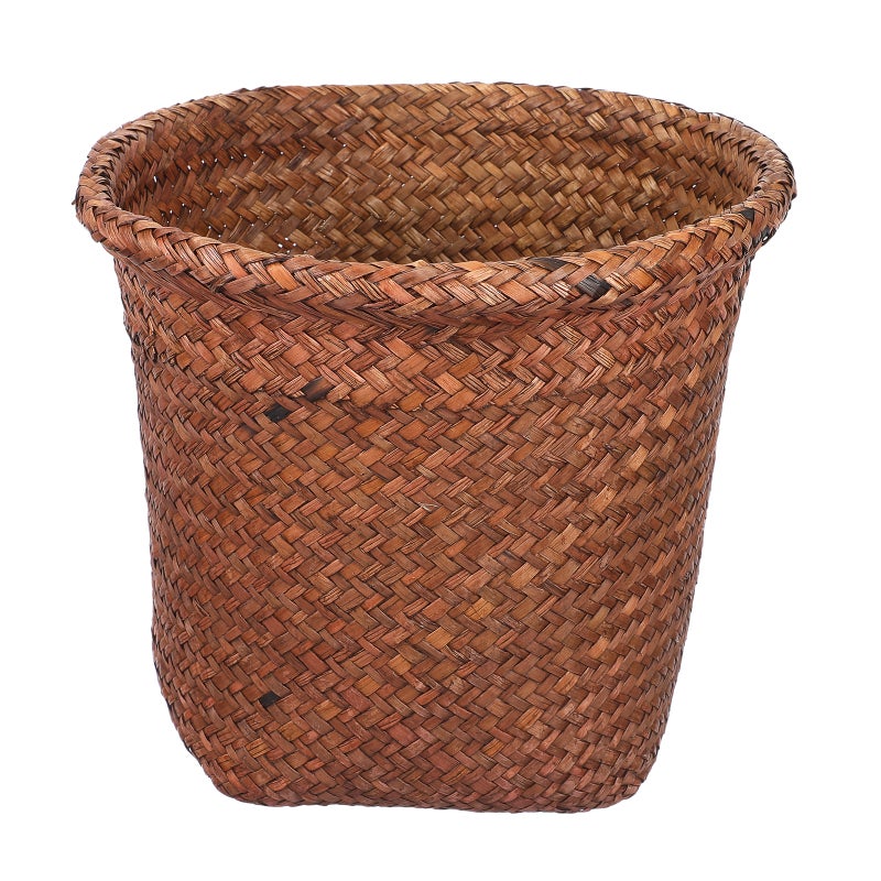 Trash Can, Woven Basket for Waste Storage, Vintage Style Office Accessory - Image 5
