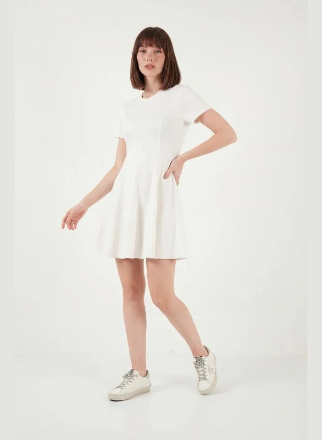 Lela Lela Regular Fit Crew Neck Pleated Mini Dress Women's Dress 5866342