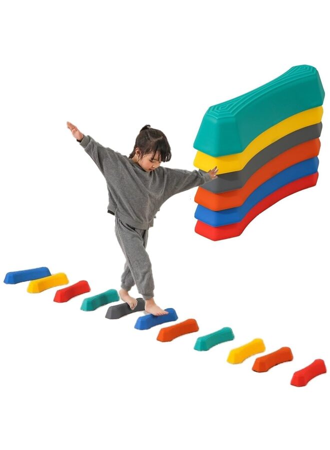 قطع من أحجار الدوس للأطفال، عارضة التوازن، قاعدة غير قابلة للانزلاق، تمارين التنسيق والاستقرار، ألعاب حسية للأطفال الصغار، معدات لعب خارجية - Image 1