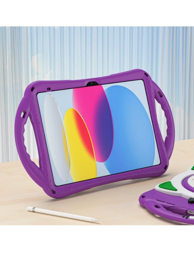 إنكاسد حافظة سيليكون 360 بتصميم كرتوني لجهاز iPad 10.9 و iPad Air 4/Air 5 - حماية كاملة بمقبض حمل (باللون البنفسجي) - Image 3