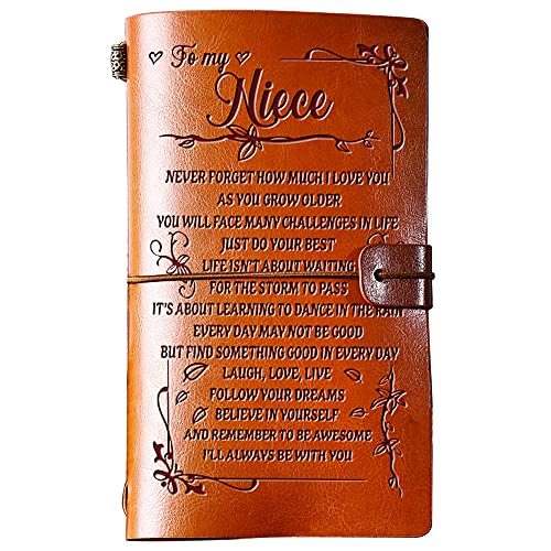 PRSTENLY Birthday Gift for Niece To My Niece Leather Journal, 140 Page Refillable Journal Notebooks, Travel Diary Back to School Graduation Christmas Gifts for Nieces from Aunt Uncle - Image 1