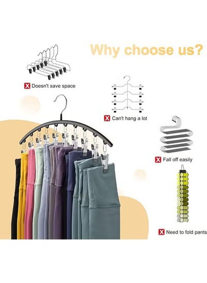 Legging Organizer for Closet, Metal Yoga Pants Hangers 3 Pack w 10 Clips Holds 30 Leggings, Hangers Space Saving Hanging Closet Organizer