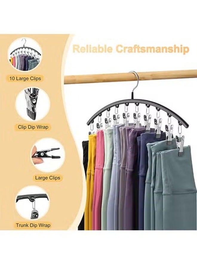 Legging Organizer for Closet, Metal Yoga Pants Hangers 3 Pack w 10 Clips Holds 30 Leggings, Hangers Space Saving Hanging Closet Organizer