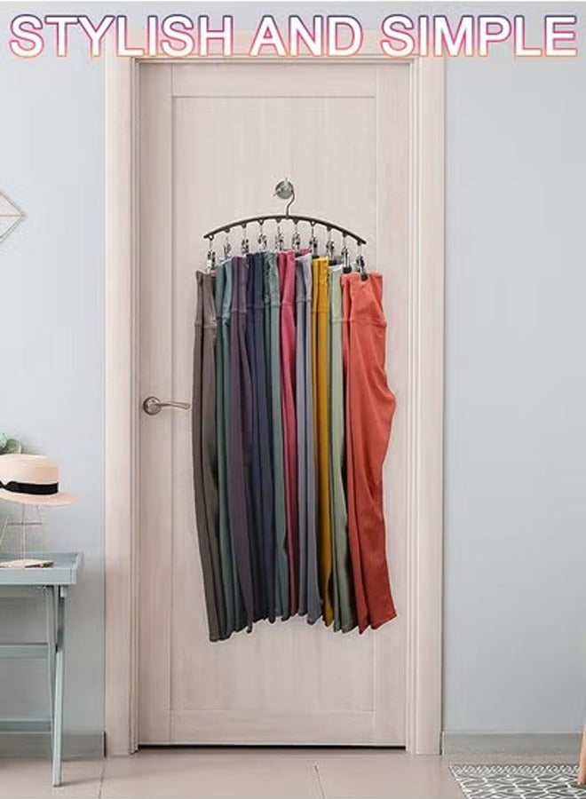 Legging Organizer for Closet, Metal Yoga Pants Hangers 3 Pack w 10 Clips Holds 30 Leggings, Hangers Space Saving Hanging Closet Organizer