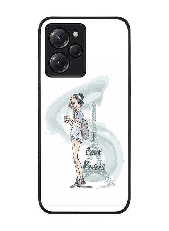 Stylizedd Rugged Black edge case for Poco X5 Pro Slim fit Soft Case Flexible Rubber Edges Anti Drop TPU Gel Thin Cover - I Love Paris - Image 1