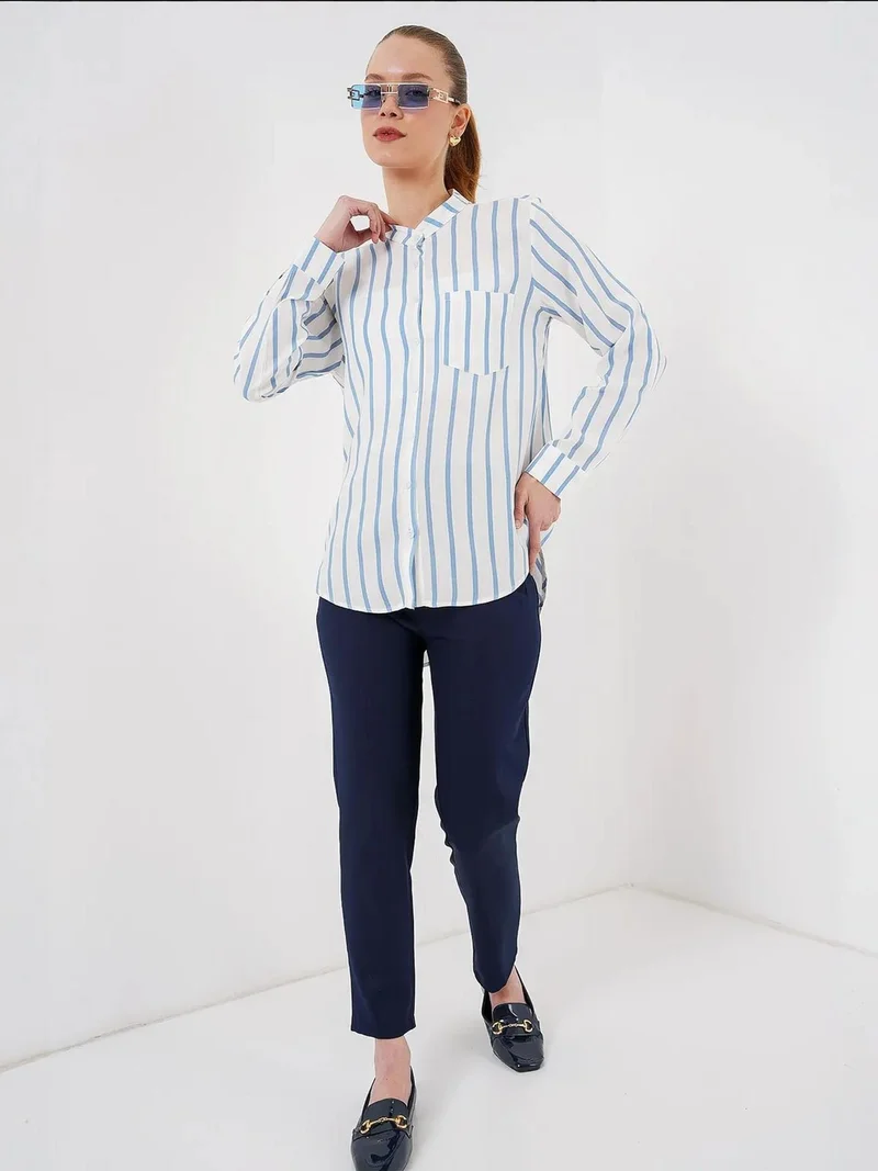BIG DART BDART Striped Button-Up Long Sleeve Shirt with Pocket
