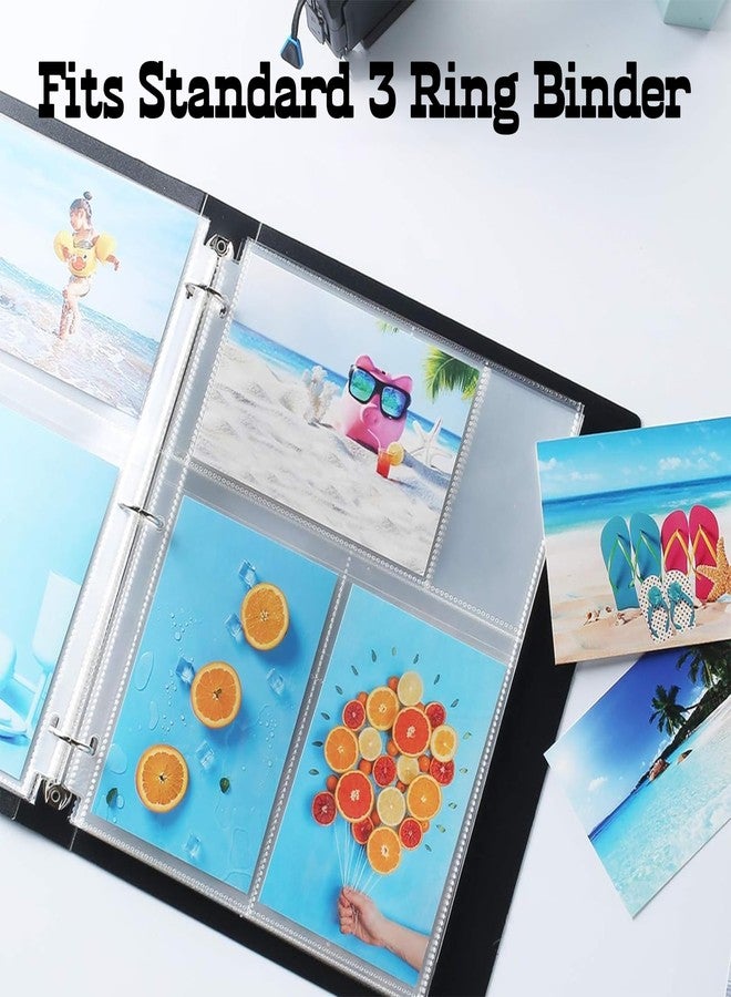wutfuooo 100 Pack 4x6 Photo Sleeves for 3 Ring Binder-for 600 Photos, Clear Photo Album Refill Pages, Acid Free Plastic Archival Photo Protector Sleeves, Photo Pages Sheets for 3 Ring Binder 9x11 - Image 5