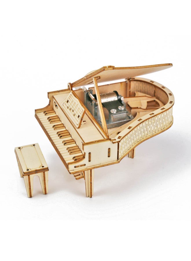 Puzzle Stereo Crafts Toy Piano Wooden Music Box DIY Building Blocks Hand Sound Music Box Creative-Color:Blue Danube - Image 5