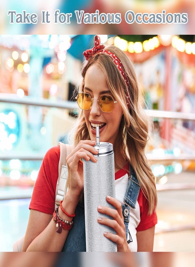 Youyole 3 Pcs Diamond Water Bottle Rhinestone Water Bottle Glitter Tumbler Thermal with Chain Bling Cups with Lids Rhinestones Stainless Steel Thermal for Women Girl (Classic Style) - Image 5