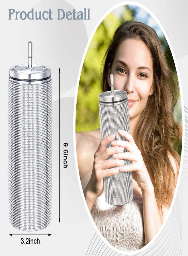 Youyole 3 Pcs Diamond Water Bottle Rhinestone Water Bottle Glitter Tumbler Thermal with Chain Bling Cups with Lids Rhinestones Stainless Steel Thermal for Women Girl (Classic Style) - Image 2