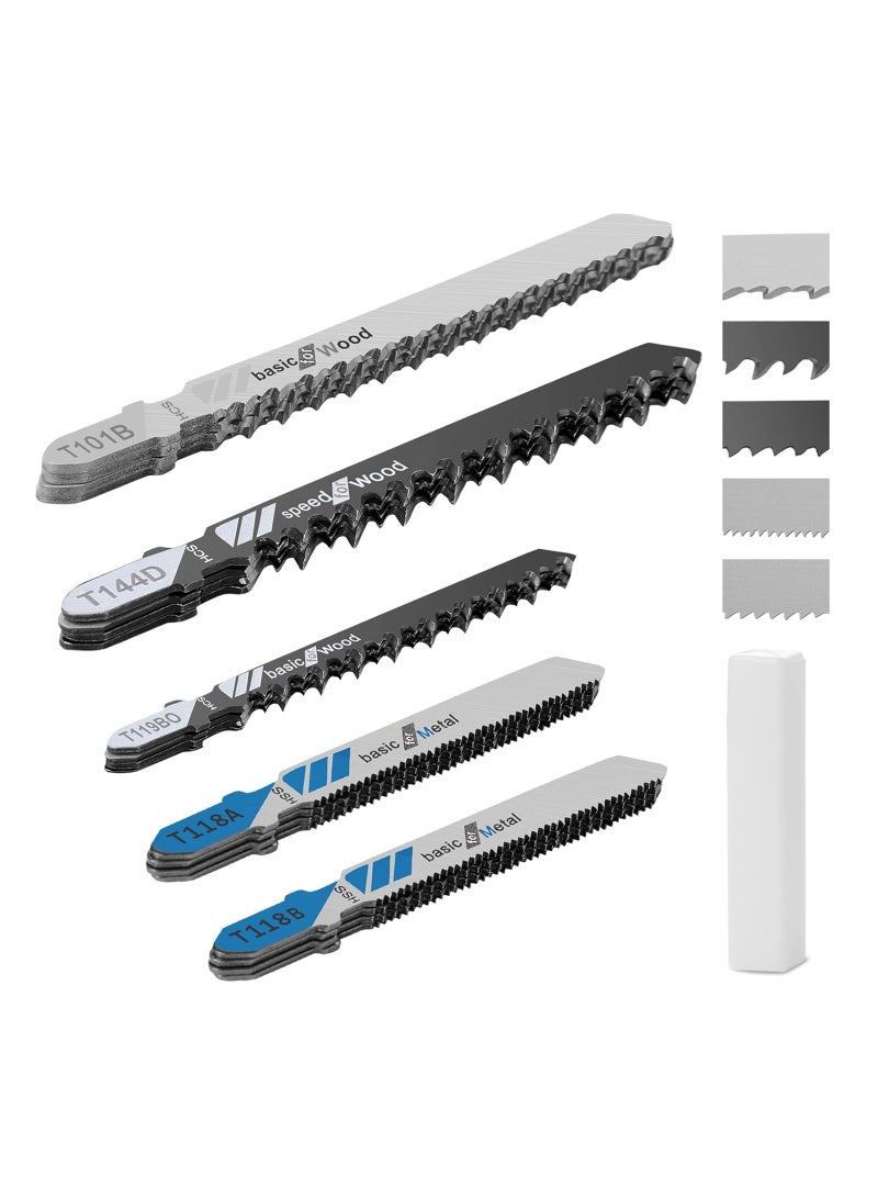 SYOSI 20 Piece T Shank Jigsaw Blades Tool Assortment of Professional T-Handle Jig Saw Blade Kits Multi-Purpose Jig Saw Blades Replacement Set for Wood Pruning Plastic and Metal Cutting - Image 1